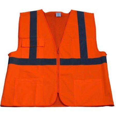 PETRA ROC INC Petra Roc Front Solid Mesh Back Safety Vest, ANSI Class 2, Orange, L/XL OV2-FSMB-L/XL